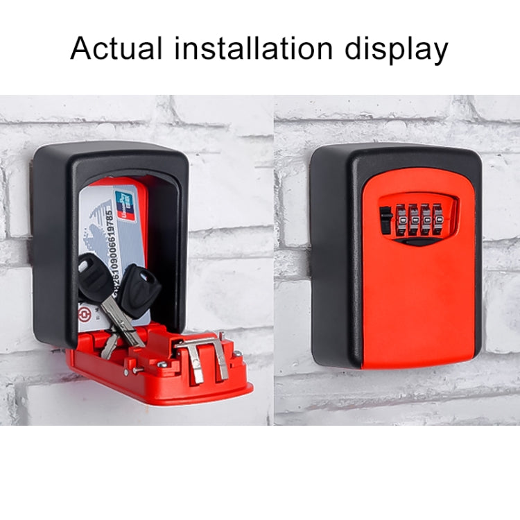 Wall-hanging Key Storage Box with Metal 4-Digit Password Lock(Red) by bashfashion