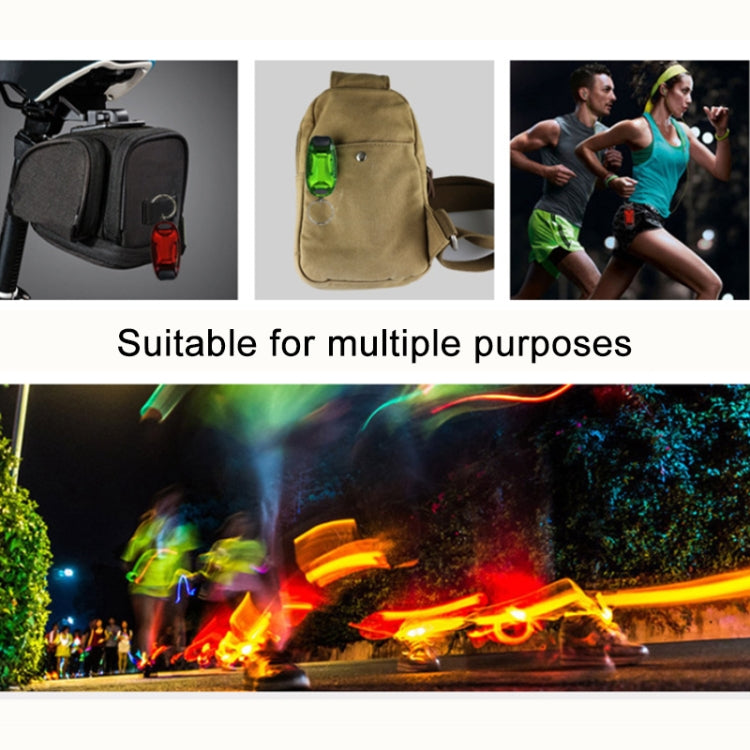 Multifunctional Portable Bicycle Taillight Helmet Light Running Warning Light Luminous Keychain (Green) by bashfashion