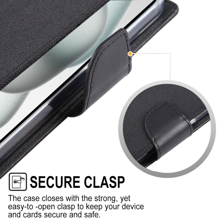 For iPhone 15 GOOSPERY CANVAS DIARY Fabric Texture Flip Leather Phone Case(Rose Red) by GOOSPERY