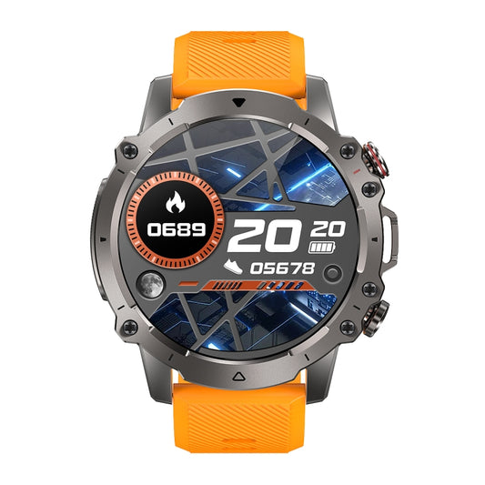 AK56 IP67 BT5.1 1.43inch Smart Watch Support Voice Call / Health Monitoring, Style:Silicone Strap(Orange) by bashfashion