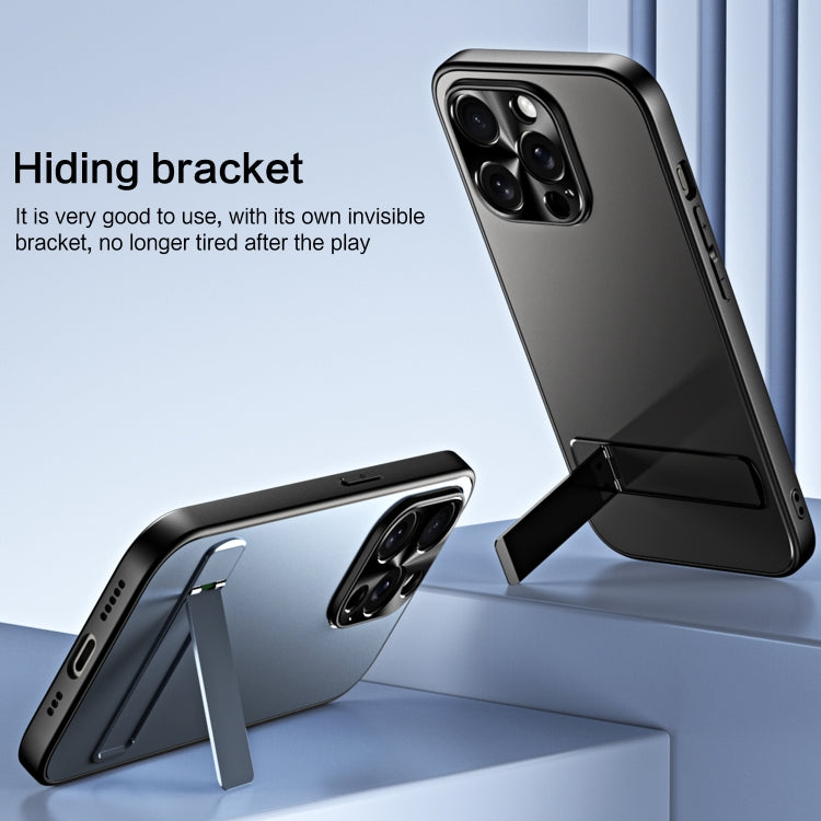 For iPhone 15 Pro Max R-JUST RJ-61 Electroplating Frosted TPU + PC Phone Case with Holder(Blue) by R-JUST