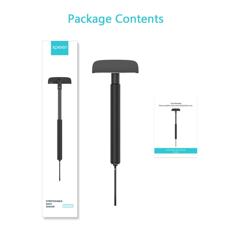 XPREEN XPRE034 Stretchable Handle Stainless Steel Blade Back Shaver Adjustable Back Razor with Lanyard for Men(Black) by Xpreen