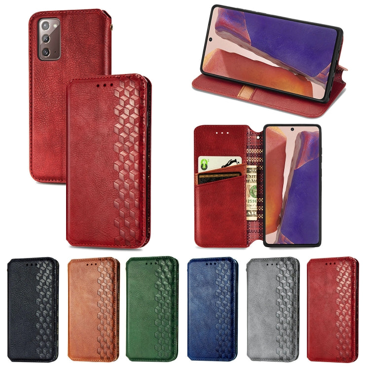 For Samsung Galaxy Note 20 Cubic Grid Pressed Horizontal Flip Magnetic PU Leather Case with Holder & Card Slots & Wallet(Red) by bashfashion