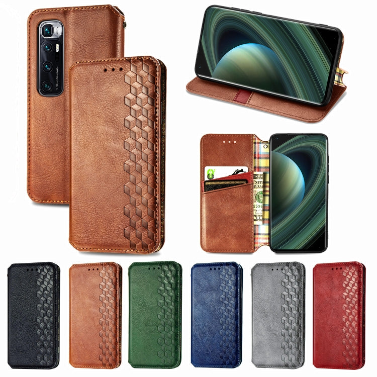 For Xiaomi Mi 10 Ultra Cubic Grid Pressed Horizontal Flip Magnetic PU Leather Case with Holder & Card Slots & Wallet(Red) by bashfashion