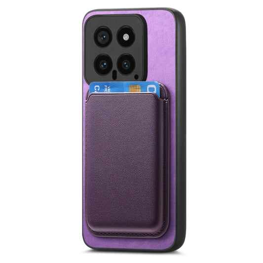 For Xiaomi Redmi 13C Retro Magsafe Card Bag PU Back Cover Phone Case(Purple) by bashfashion