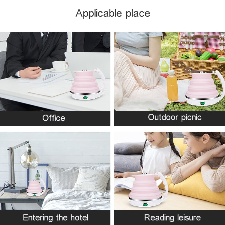 Portable Folding Silicone Intelligent Constant Temperature Travel Camping Electric Kettle, Power cord specification:US Plug(Pink) by Baby Travel