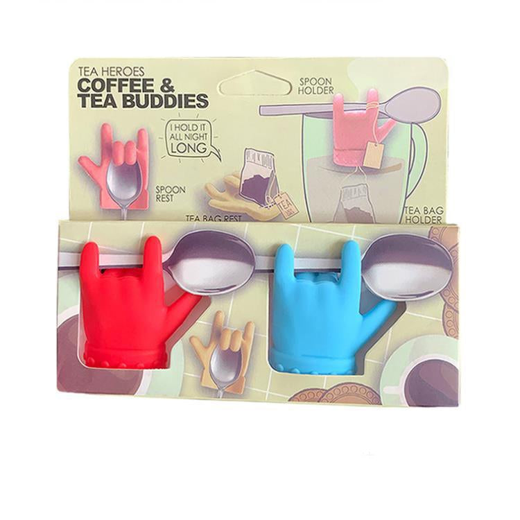 2pcs Little Finger Shape Tea Heroes Teaspoon Holder ,Random Color Delivery by bashfashion