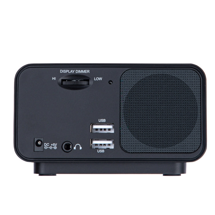 LED Digital Bedroom Alarm Clock With USB Charging Port Clock Radio Temperature Electronic Platform Clock, Specification: EU Plug(Black) by bashfashion