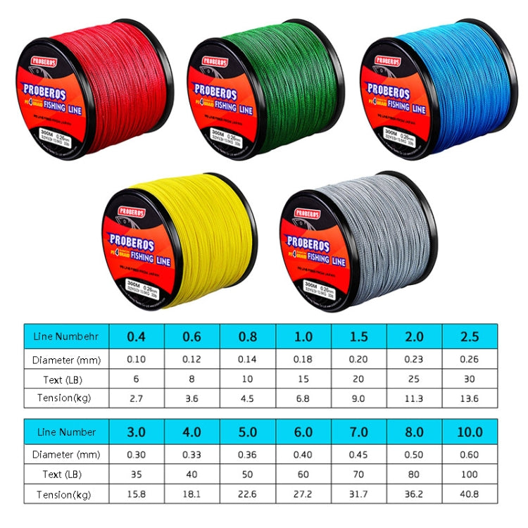 PROBEROS 4 Edited 300M Fish Line, Line number: 2.5 / 30LB(Yellow) by PROBEROS