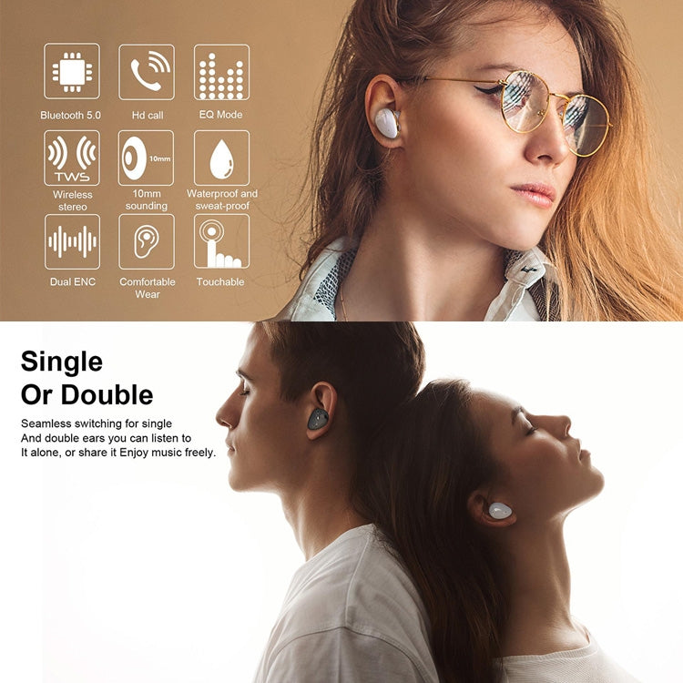 Mini Wireless With Charged Power Display ENC Bluetooth Headset(Blue) by bashfashion