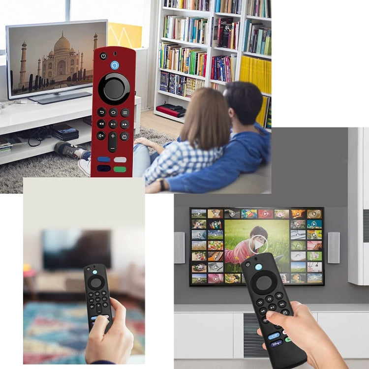 2pcs Remote Control Case For Amazon Fire TV Stick 2021 ALEXA 3rd Gen With Airtag Holder(Black) by bashfashion