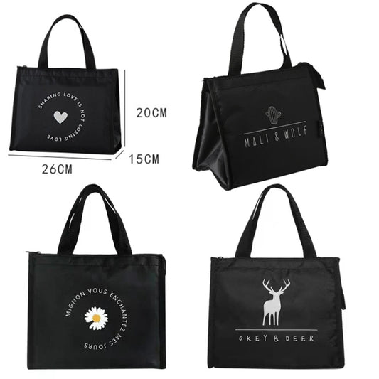 Horizontal Version Thick Waterproof Insulation Bag Oxford Cloth Lunch Bag Tote Bag(White Deer) by bashfashion