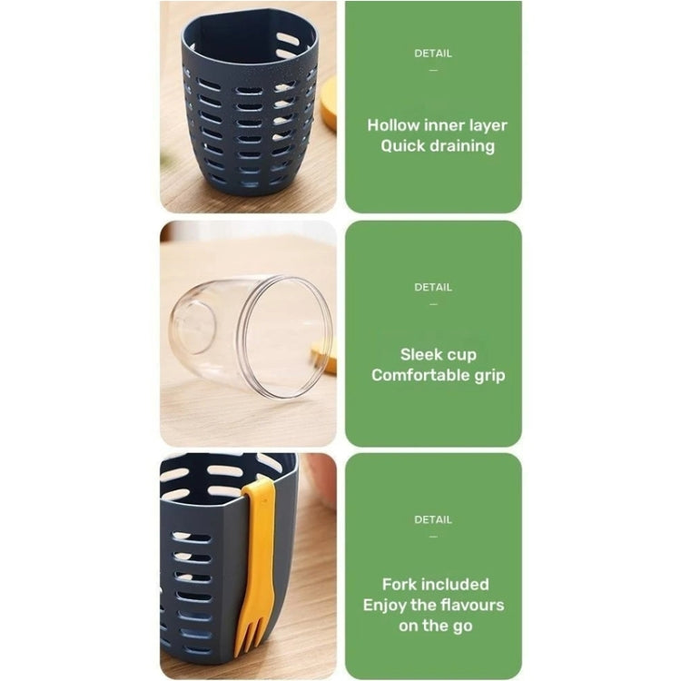 600ml Fruit and Veggie Snack Cup with Lid and Fork Airtight Leak-proof Salad Box(Green) by bashfashion
