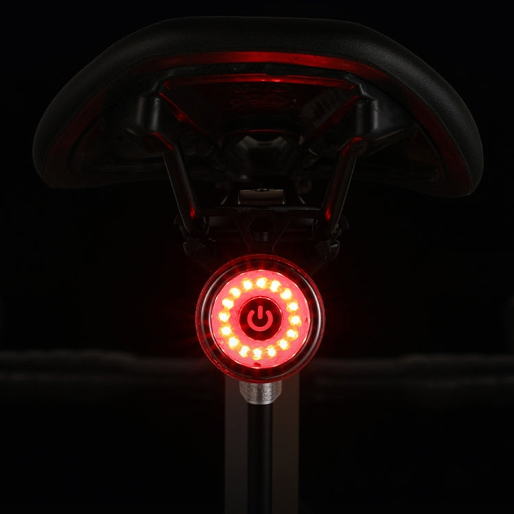 Round Bicycle Intelligent Induction Brake Taillight Night Riding Warning Light, Color: Dual Bracket Model by bashfashion