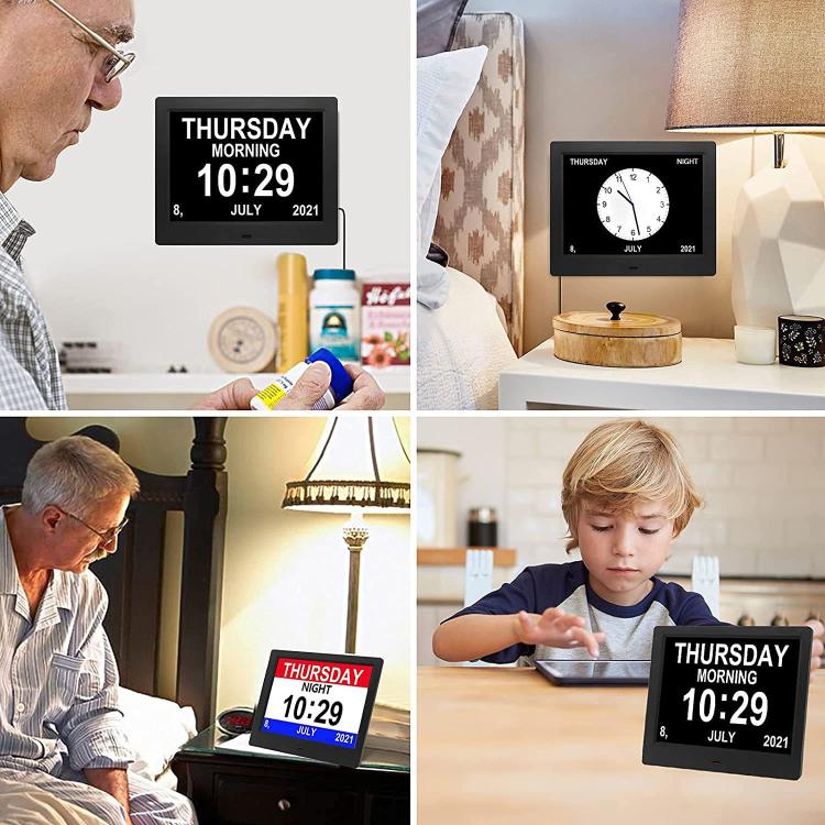 10-Inch Digital Clock With Voice Time Announcement, Auto DST Adjustment, 20 Custom Alarms, 8 Medication Reminders AU Plug Black by bashfashion