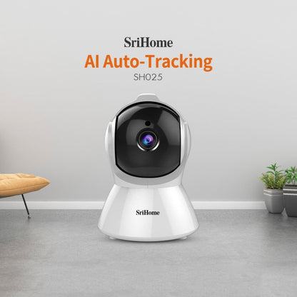 SriHome SH025 2.0 Million Pixels 1080P HD AI Auto-tracking IP Camera, Support Two Way Audio / Motion Tracking / Humanoid Detection / Night Vision / TF Card, US Plug by SriHome