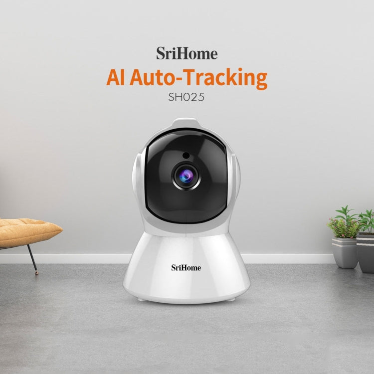 SriHome SH025 2.0 Million Pixels 1080P HD AI Auto-tracking IP Camera, Support Two Way Audio / Motion Tracking / Humanoid Detection / Night Vision / TF Card, EU Plug by SriHome