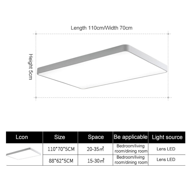 Macaron LED Rectangle Ceiling Lamp, Stepless Dimming, Size:110x70cm(Pink) by bashfashion