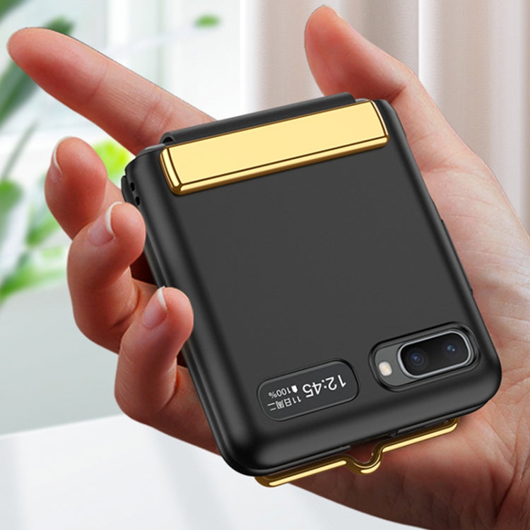 For Samsung Galaxy Z Flip GKK Ultra-thin Full Coverage Phone Flip Case with Wristband(Black) by GKK