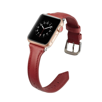 For Apple Watch 5/4 40mm & 3/2/1 38mm Thin Leather Watch Band(Red) by bashfashion