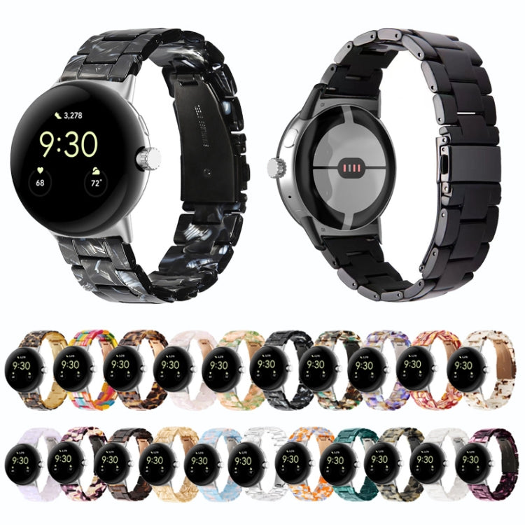 For Google Pixel Watch Three-beads Resin Watch Band(Flash White) by bashfashion