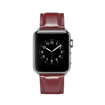 For Apple Watch Series 7 41mm / 6 & SE & 5 & 4 40mm / 3 & 2 & 1 38mm Crazy Horse Texture Top-grain Leather Watch Band(Wine Red) by bashfashion