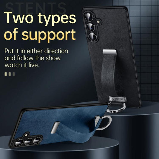 For Samsung Galaxy S24+ 5G SULADA PC Hybrid Leather Texture Skin Feel Shockproof Phone Case(Blue) by SULADA