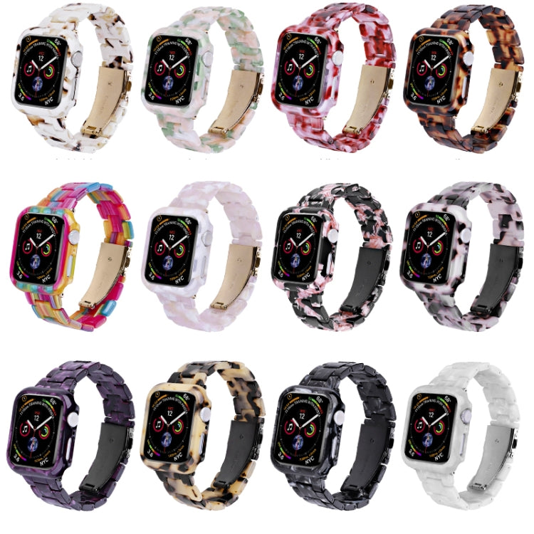 For Apple Watch Series 9 / 8 / 7 41mm Printed Resin PC Watch Band Case Kit(Milk Pattern) by bashfashion