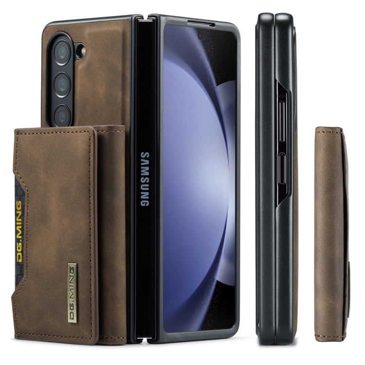 For Samsung Galaxy Z Fold5 DG.MING M2 Series 3-Fold Multi Card Bag + Magnetic Phone Case(Coffee) by DG.MING