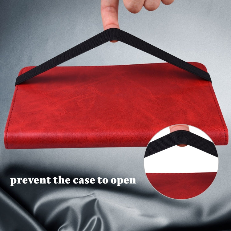 For Samsung Galaxy Tab A9+ Solid Color Stripe Embossed Leather Tablet Case(Red) by bashfashion