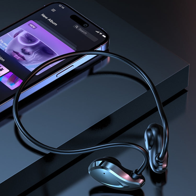 A60 Open Air Conduction Built-in Microphone Wireless Bluetooth Neckband Earphone(Grey) by bashfashion