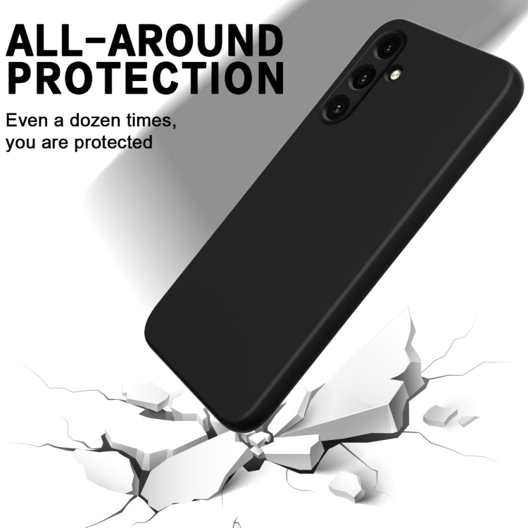For Samsung Galaxy A55 5G Solid Color Liquid Silicone Dropproof Full Coverage Phone Case(Black) by bashfashion