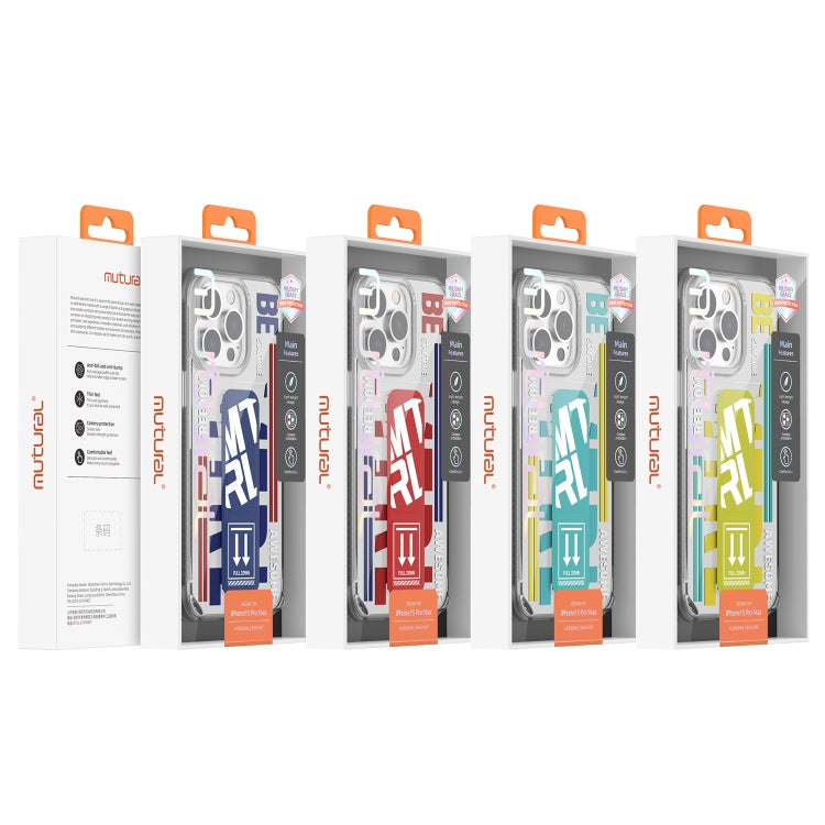 For iPhone 15 Pro Max Mutural Cyber Series TPU Phone Case with IML Stand(Blue) by Mutural