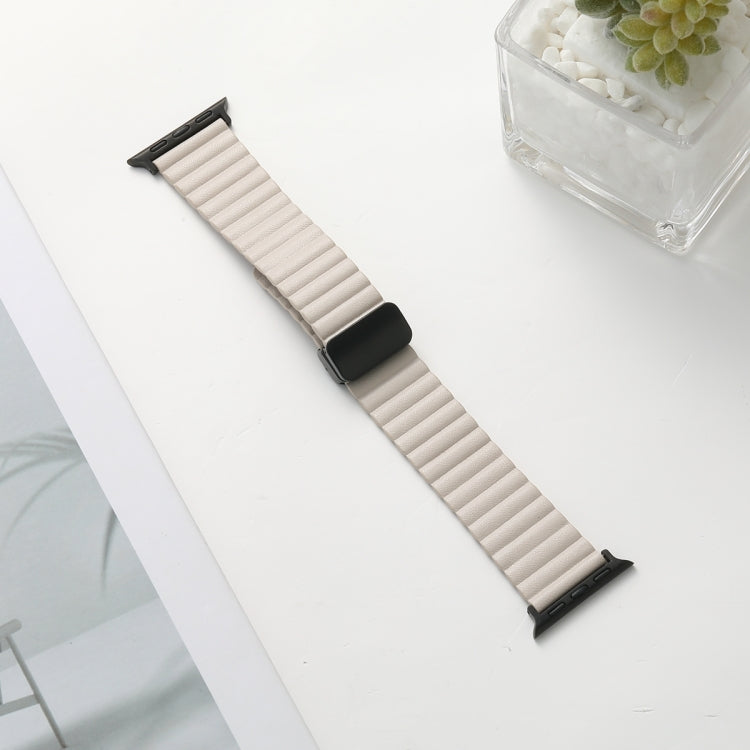 For Apple Watch SE 2022 44mm Water Ripple Magnetic Folding Buckle Watch Band, Style: Bold Version(Starlight Color) by bashfashion
