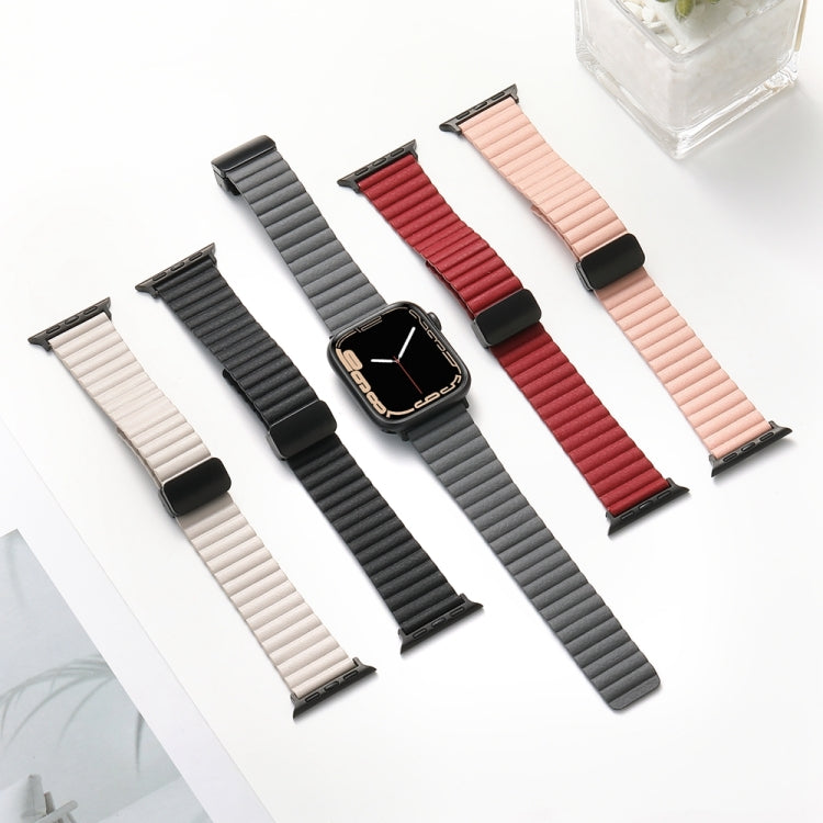 For Apple Watch Series 6 44mm Water Ripple Magnetic Folding Buckle Watch Band, Style: Bold Version(Light Brown) by bashfashion