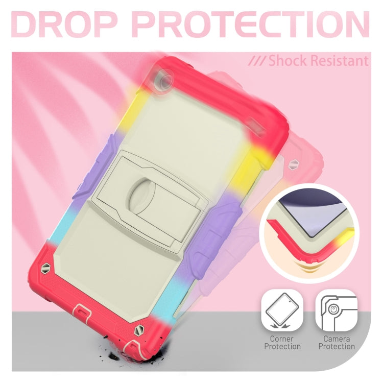 For Samsung Galaxy Tab A11+ / A9+ Silicone Hydric PC Tablet Case with Shoulder Strap & Holder(Colorful Red) by bashfashion