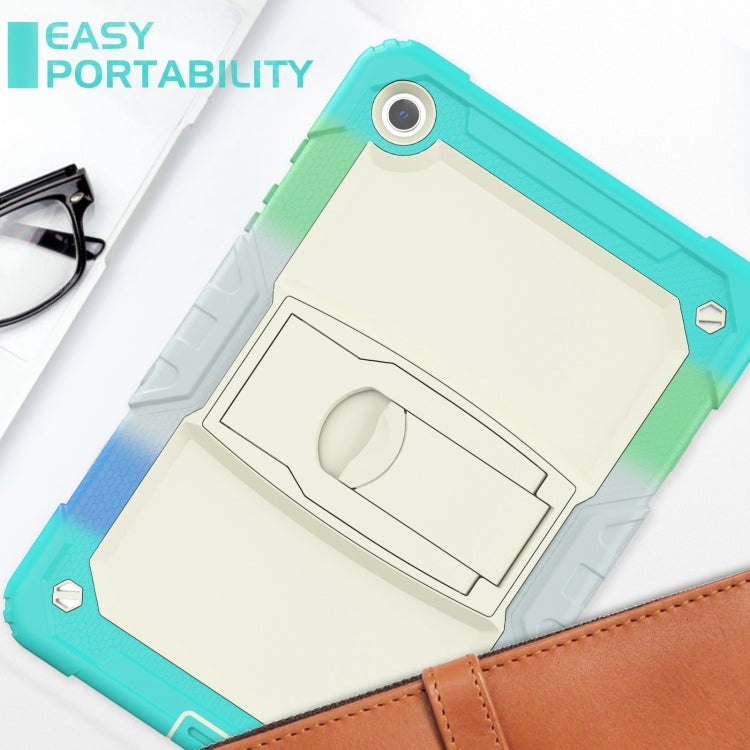 For Samsung Galaxy Tab A11+ / A9+ Silicone Hydric PC Tablet Case with Shoulder Strap & Holder(Colorful Light Blue) by bashfashion