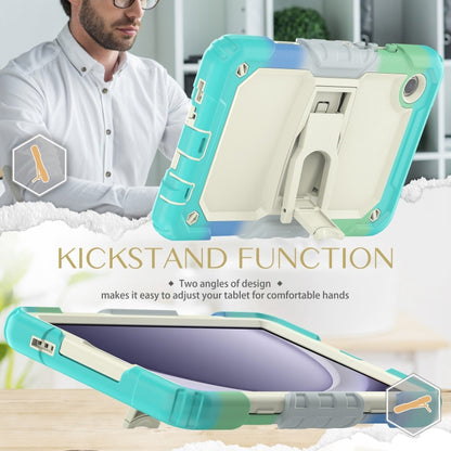 For Samsung Galaxy Tab A11 / A9 Silicone Hydric PC Tablet Case with Shoulder Strap & Holder(Colorful Light Blue) by bashfashion