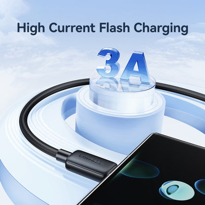 USAMS US-SJ688 USB to USB-C / Type-C 3A Striped Fast Charge Data Cable, Length:1m(Black) by USAMS