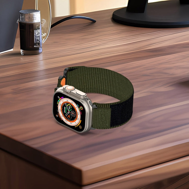 For Apple Watch Series 6 44mm Nylon Hook And Loop Fastener Watch Band(Army Green) by bashfashion