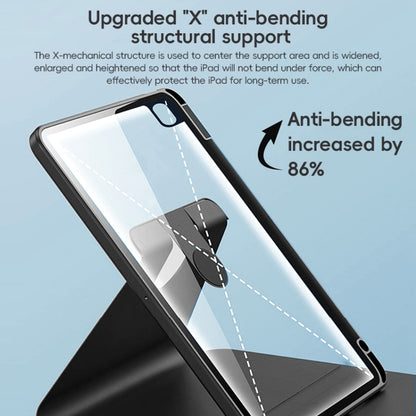 For iPad Pro 12.9 2022/2021/2020 ZGA Tri-Fold 360 Rotation Smart Leather Tablet Case(Blue) by ZGA