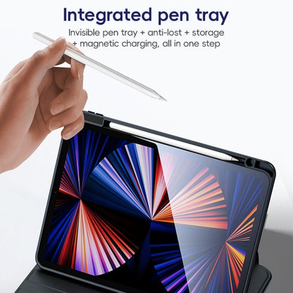 For iPad Pro 12.9 2022/2021/2020 ZGA Tri-Fold 360 Rotation Smart Leather Tablet Case(Black) by ZGA