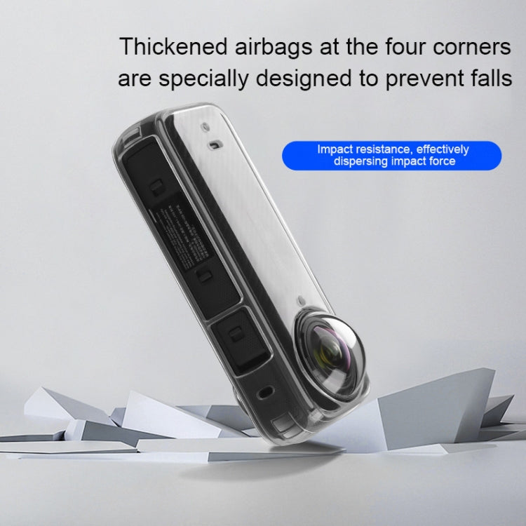 For Insta360 X4 Clear 1.5mm Soft TPU Protective Case With Hand Strap(Clear Black) by bashfashion