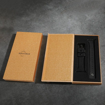 For Apple Watch 5 & 4 44mm / 3 & 2 & 1 42mm Leather Watch Band(Black) by bashfashion