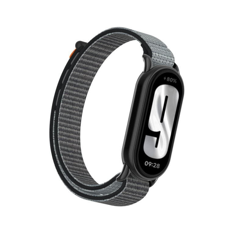 For Xiaomi Smart Band 9 / 8 Metal Connector + Loop Nylon Hook and Loop Fastener Watch Band(Anchor Gray) by bashfashion