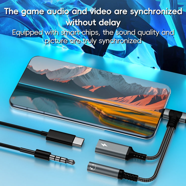 4 in 1 8 Pin / Type-C to Type-C, 3.5mm Audio Adapter Cable(Silver) by bashfashion