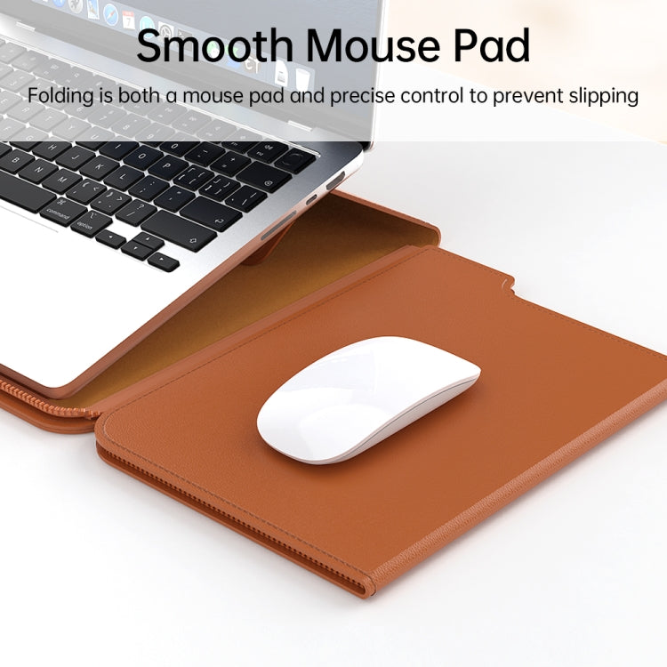 Multifunctional Laptop PU Magnetic Stand Split Liner Bag with Mouse Pad Function, Size:15 inch(Dark Green) by bashfashion