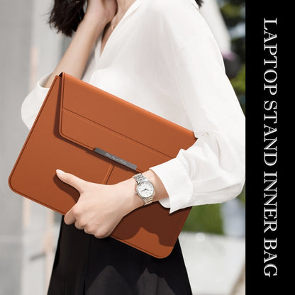 Multifunctional Laptop PU Magnetic Stand Split Liner Bag with Mouse Pad Function, Size:15 inch(Black) by bashfashion