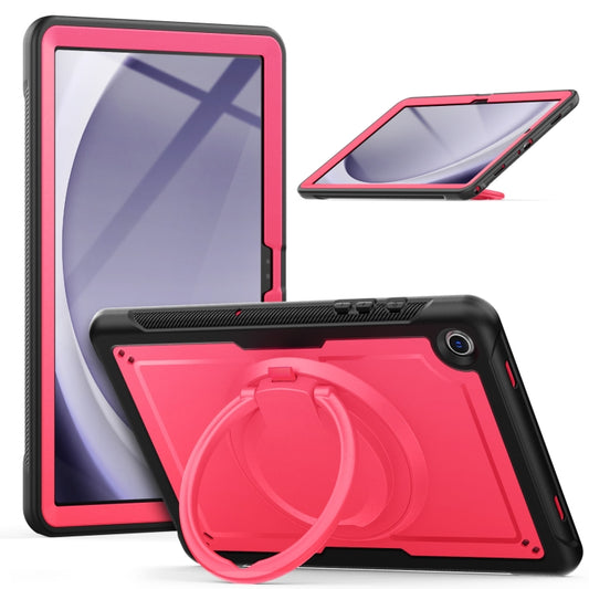 For Samsung Galaxy Tab A11+ / A9+ Honeycomb Hybrid Tablet Case with Handle Holder & Strap(Rose Red) by bashfashion