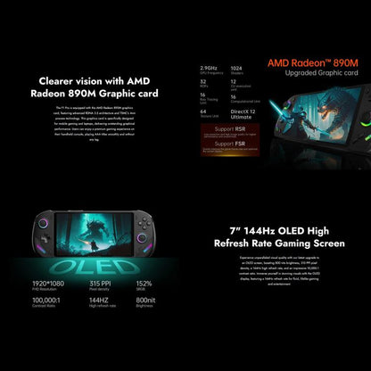 ONE-NETBOOK OneXPlayer F1 Pro 7 inch Handheld Game Console, 64GB+2TB, Windows 11 AMD Ryzen AI 9 HX 370 CPU(US Plug) by ONE-NETBOOK